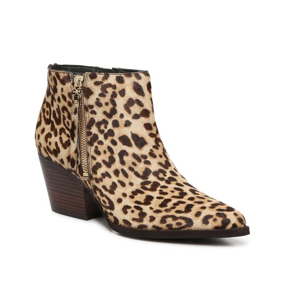 Sam Edelman Shoes - Sam Edelman Walden Leopard Animal Print Stacked Heel Calf Hair Booties